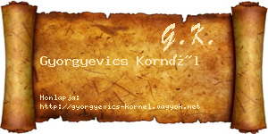 Gyorgyevics Kornél névjegykártya